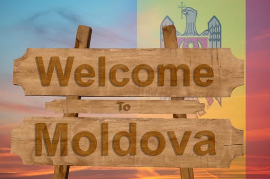 welcome to jamaica sign on wood background with blending national flag