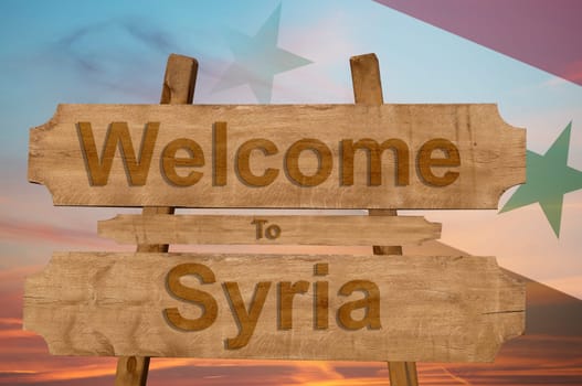 welcome to jamaica sign on wood background with blending national flag