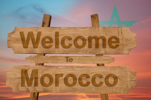 welcome to jamaica sign on wood background with blending national flag