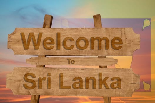 welcome to jamaica sign on wood background with blending national flag