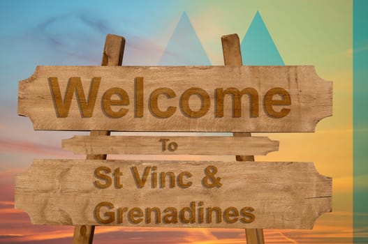 welcome to jamaica sign on wood background with blending national flag