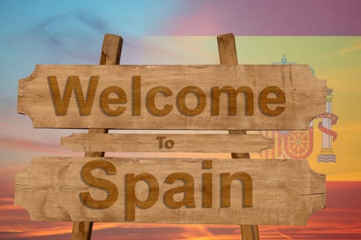 welcome to jamaica sign on wood background with blending national flag