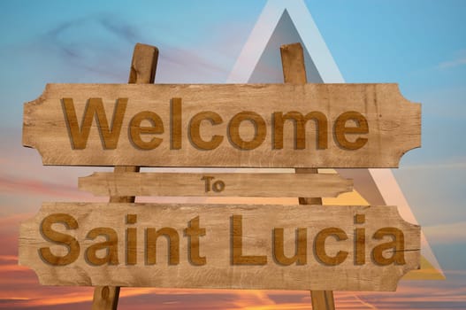 welcome to jamaica sign on wood background with blending national flag