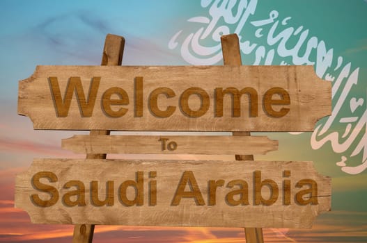 welcome to jamaica sign on wood background with blending national flag