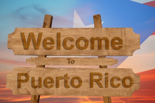 welcome to jamaica sign on wood background with blending national flag