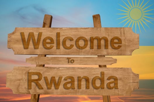 welcome to jamaica sign on wood background with blending national flag