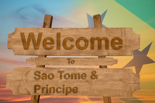 welcome to jamaica sign on wood background with blending national flag