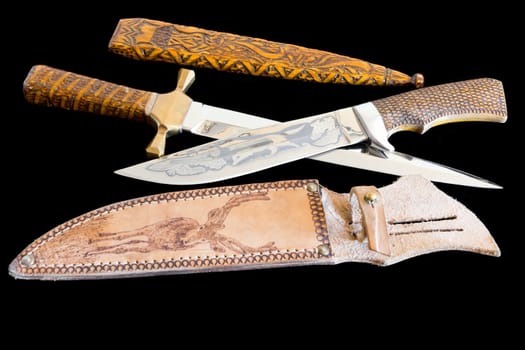 Photo of cold weapon on black background