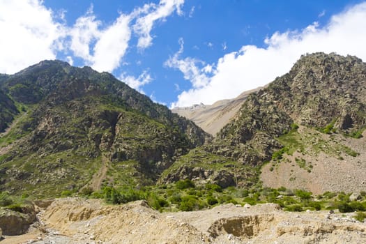 Photo of landscape with Russian Caucasus rockies