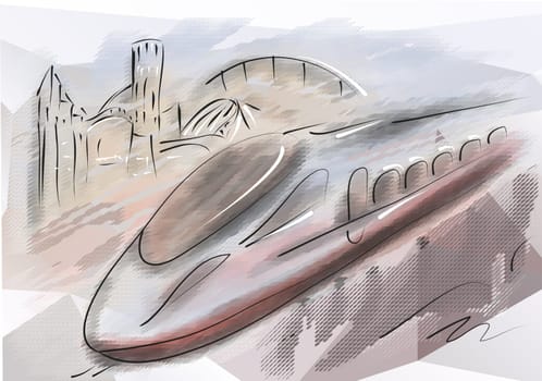 bullet train. modern high speed train with motion blur