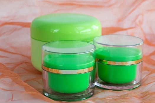 Cosmetic set of cream bottles