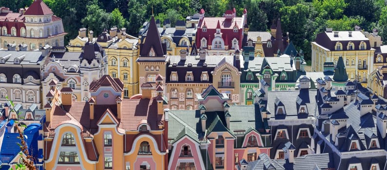 European town panorama. Colorful roofs. European soul