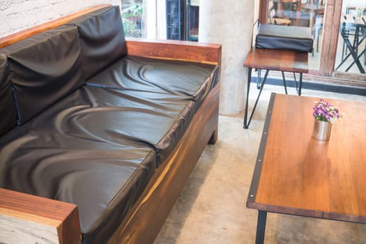 Empty cafe tables and chairs, stock photo