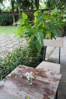 Empty outdoor tables and chairs, stock photo