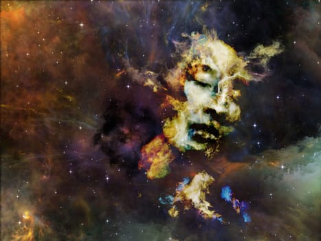 Memory of Me series. Composition of female portrait and space texture  suitable as a backdrop for the projects on art, philosophy and spirituality