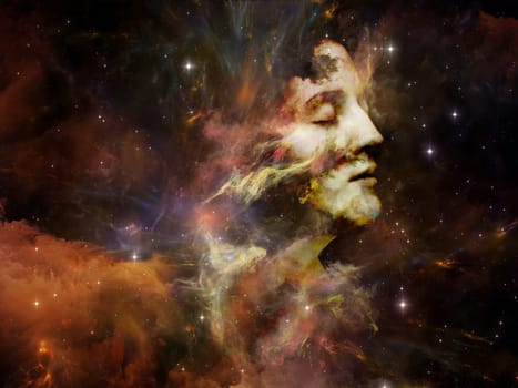 Memory of Me series. Composition of female portrait and space texture  suitable as a backdrop for the projects on art, philosophy and spirituality