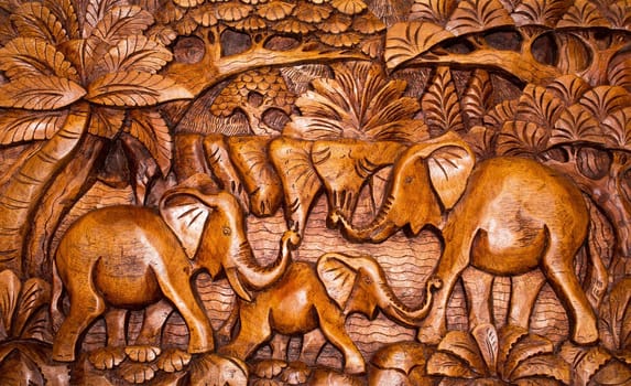 The wooden decoration in the style of Bali