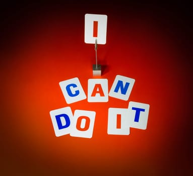 Text I can do it from cards on the red background