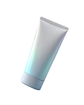 A sleek, holographic 3D icon of cosmetic cream tube, isolated on white background. Ideal for beauty, skincare, and cosmetic product design in digital formats.