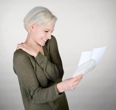 Woman reads letter
