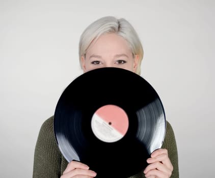 Woman with record