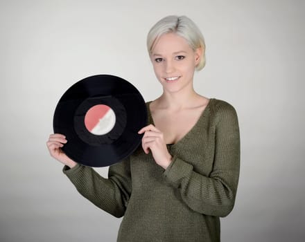 Woman with record