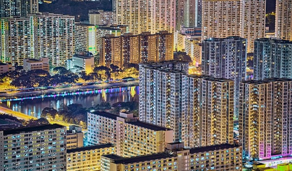 hong kong night , downtown area
