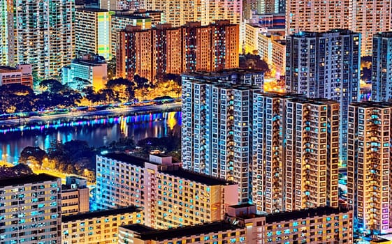 hong kong night , downtown area