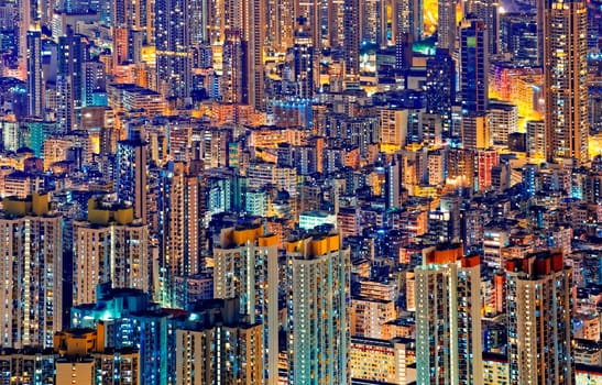 Hong Kong Public living housing apartment at night
