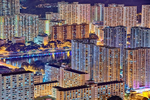 hong kong night , downtown area