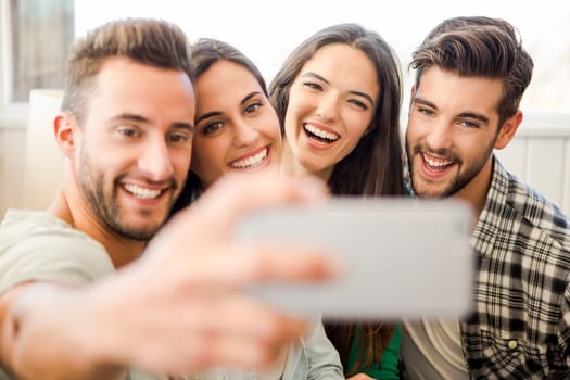 Friends faving fun and making a selfie