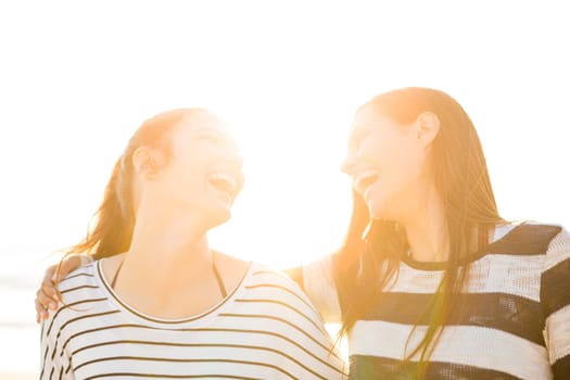 A portrait of best friends laughing
