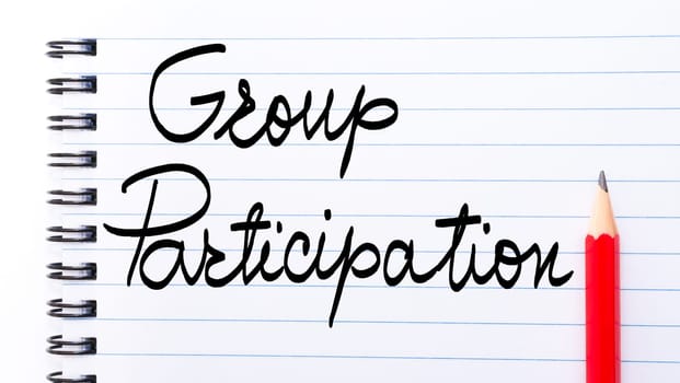 Group Participation written on notebook page with red pencil on the right