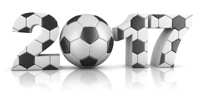 soccerl ball and volumetric inscription 2017. 3d render.