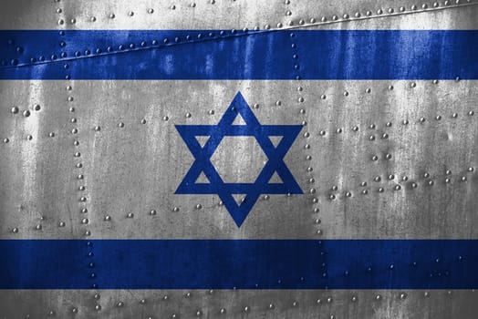 metal texutre or background with israel flag