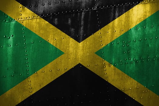metal texutre or background with jamaica flag