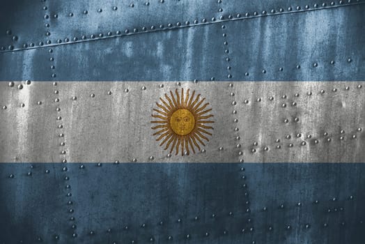 metal texutre or background with argentina flag