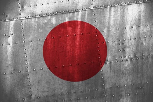 metal texutre or background with japan flag