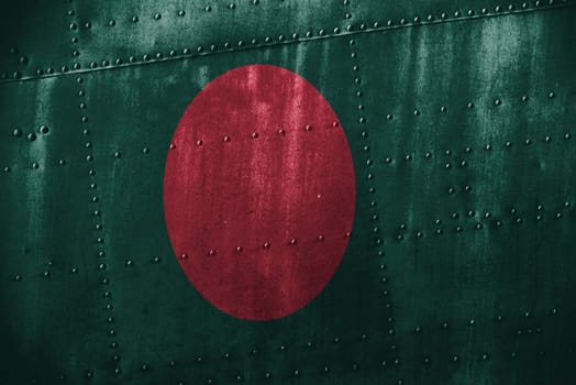 metal texutre or background with bangladesh flag