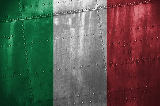 metal texutre or background with italy flag