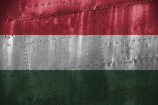 metal texutre or background with hungary flag