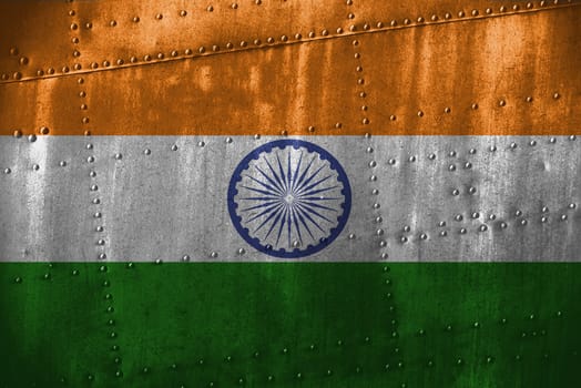 metal texutre or background with india flag