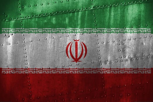 metal texutre or background with iran flag