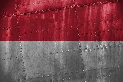 metal texutre or background with indonesia flag