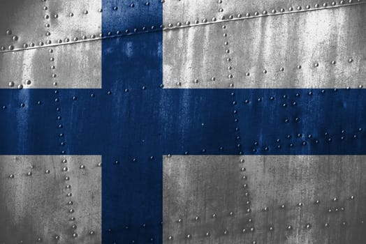 metal texutre or background with finland flag