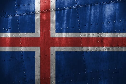 metal texutre or background with iceland flag