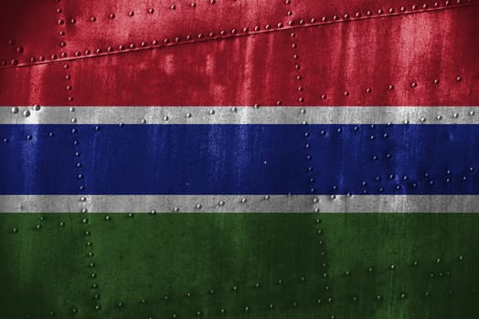 metal texutre or background with gambia flag