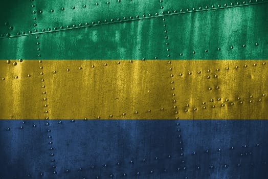 metal texutre or background with gabon flag