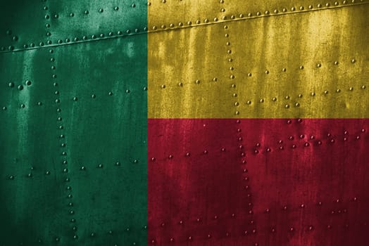 metal texutre or background with benin flag