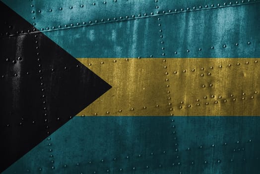 metal texutre or background with bahamas flag